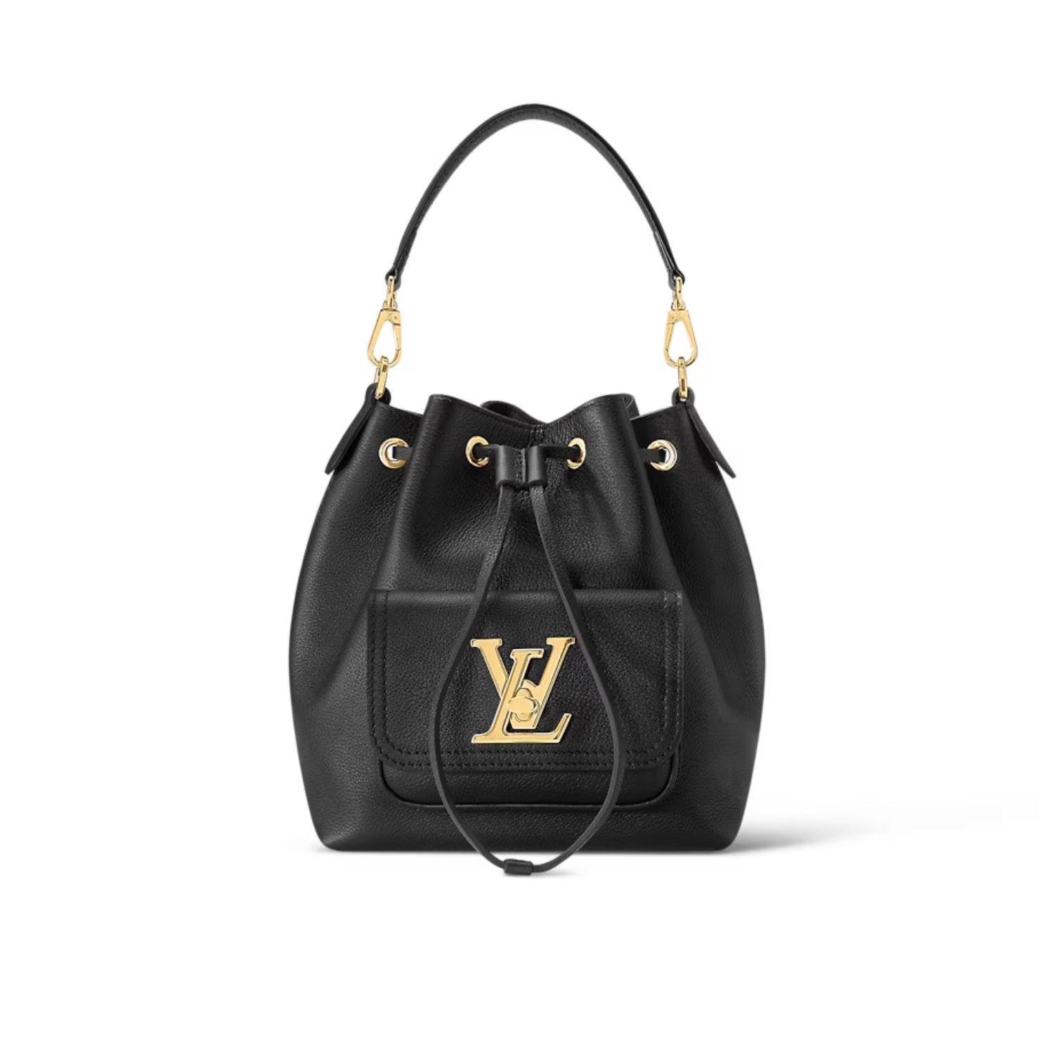 Louis Vuitton Lockme Bucket Black Bag For Women- 9.1 Inches/ 23.1 Cm