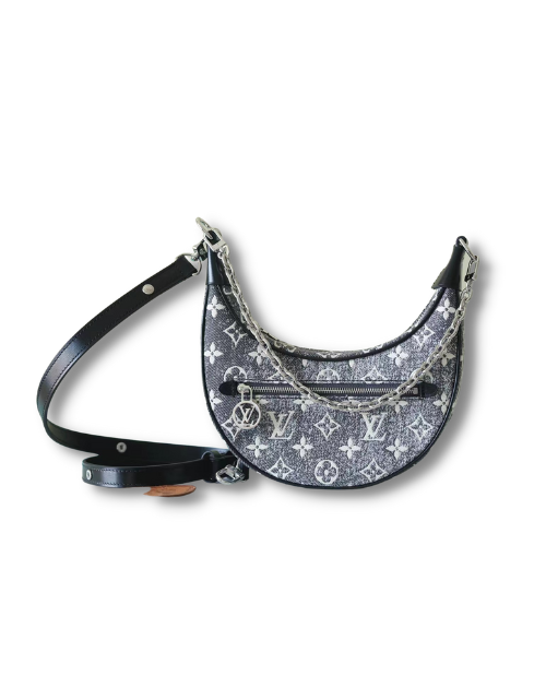 Louis Vuitton Loop Monogram Jacquard Denim Gray For Women 6.3in/16cm