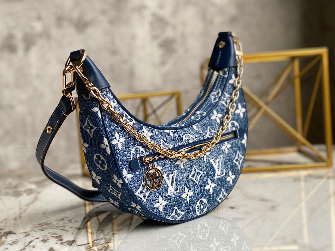Louis Vuitton Loop Since 1854 Jacquard Navy Blue By Nicolas Ghesquière For Cruise Show, Women’s Handbags 9.1in/23cm