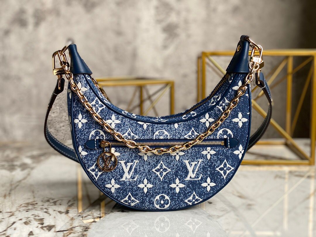 Louis Vuitton Loop Since 1854 Jacquard Navy Blue By Nicolas Ghesquière For Cruise Show, Women’s Handbags 9.1in/23cm