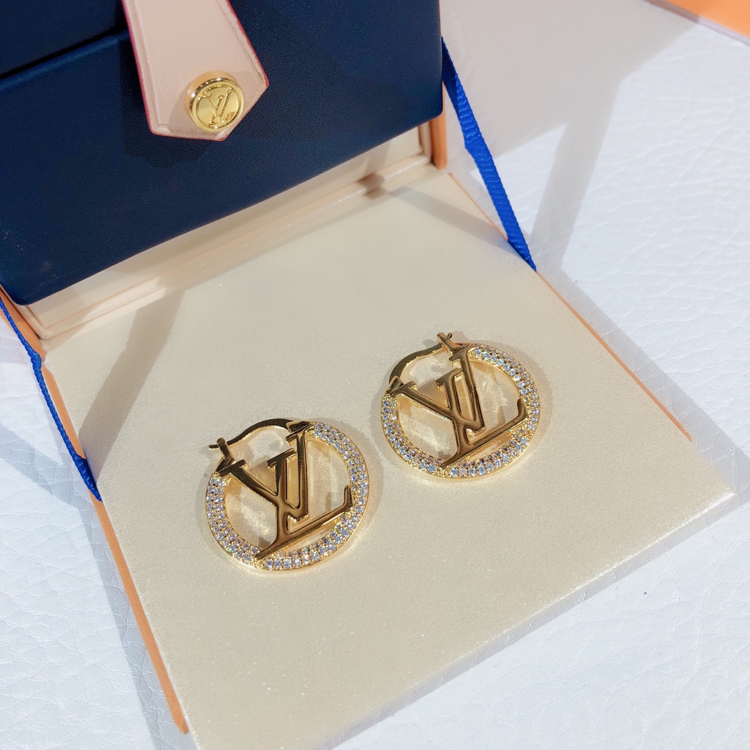 Louis Vuitton Louise By Night Earrings Gold Tone For Women