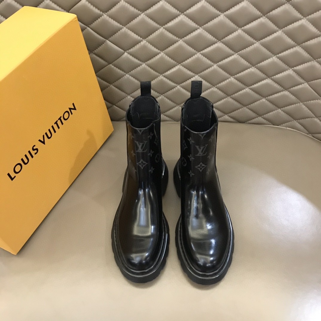 Louis Vuitton LV Bold Chelsea Boot Monogram Flower Black For Men 1A9FE3