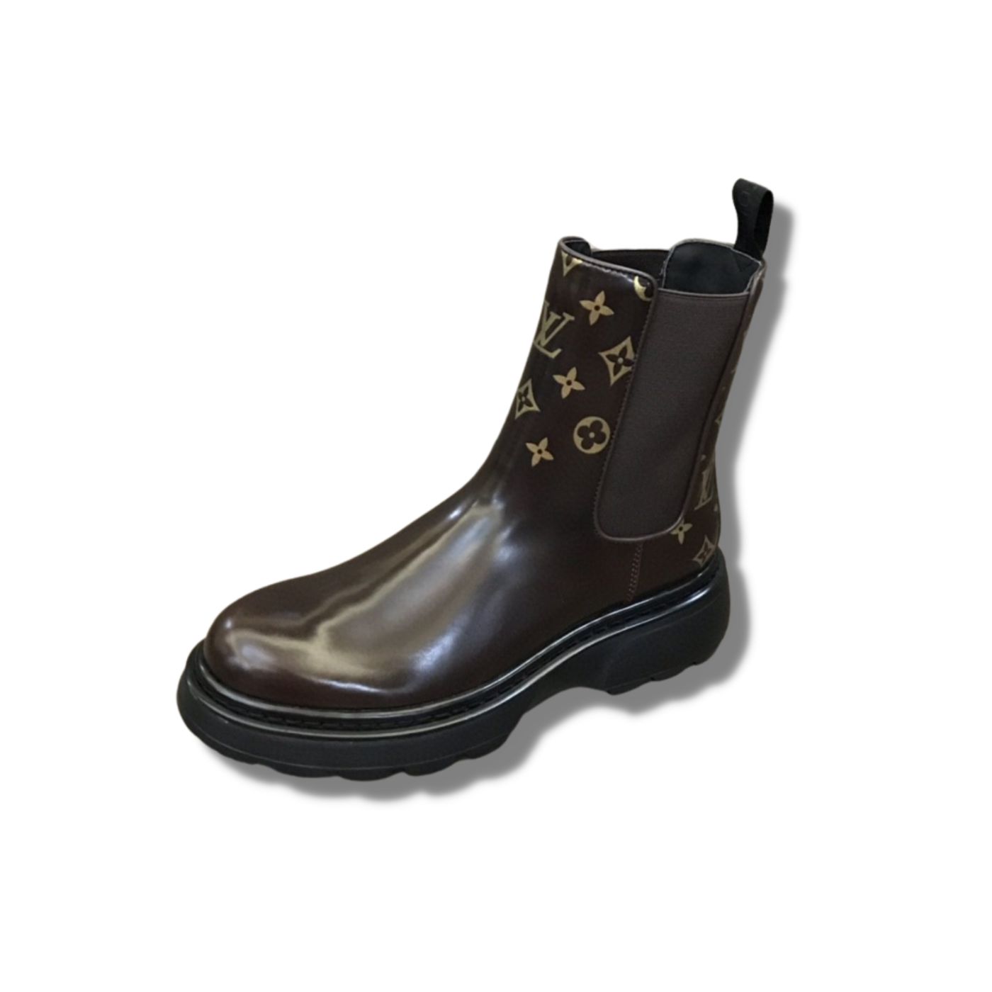 Louis Vuitton LV Bold Chelsea Boot Monogram Flower Brown For Men 1A9FEI