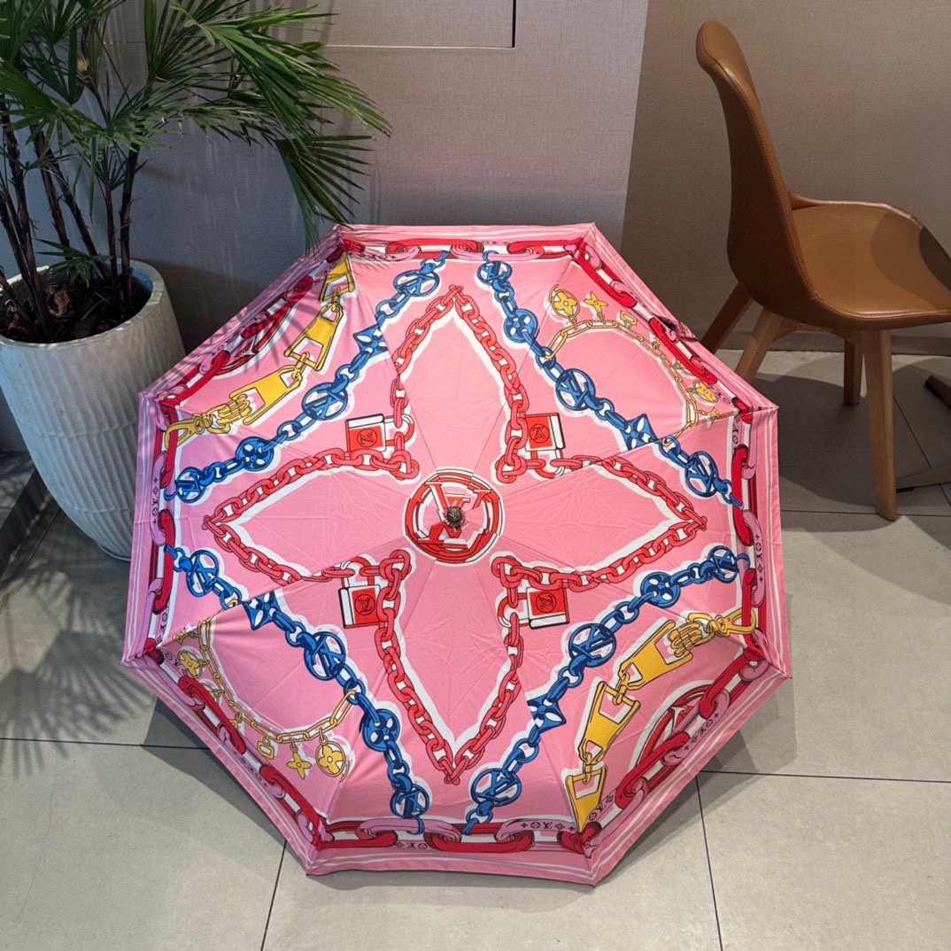 Louis Vuitton LV Folding Umbrella With Leash Pink