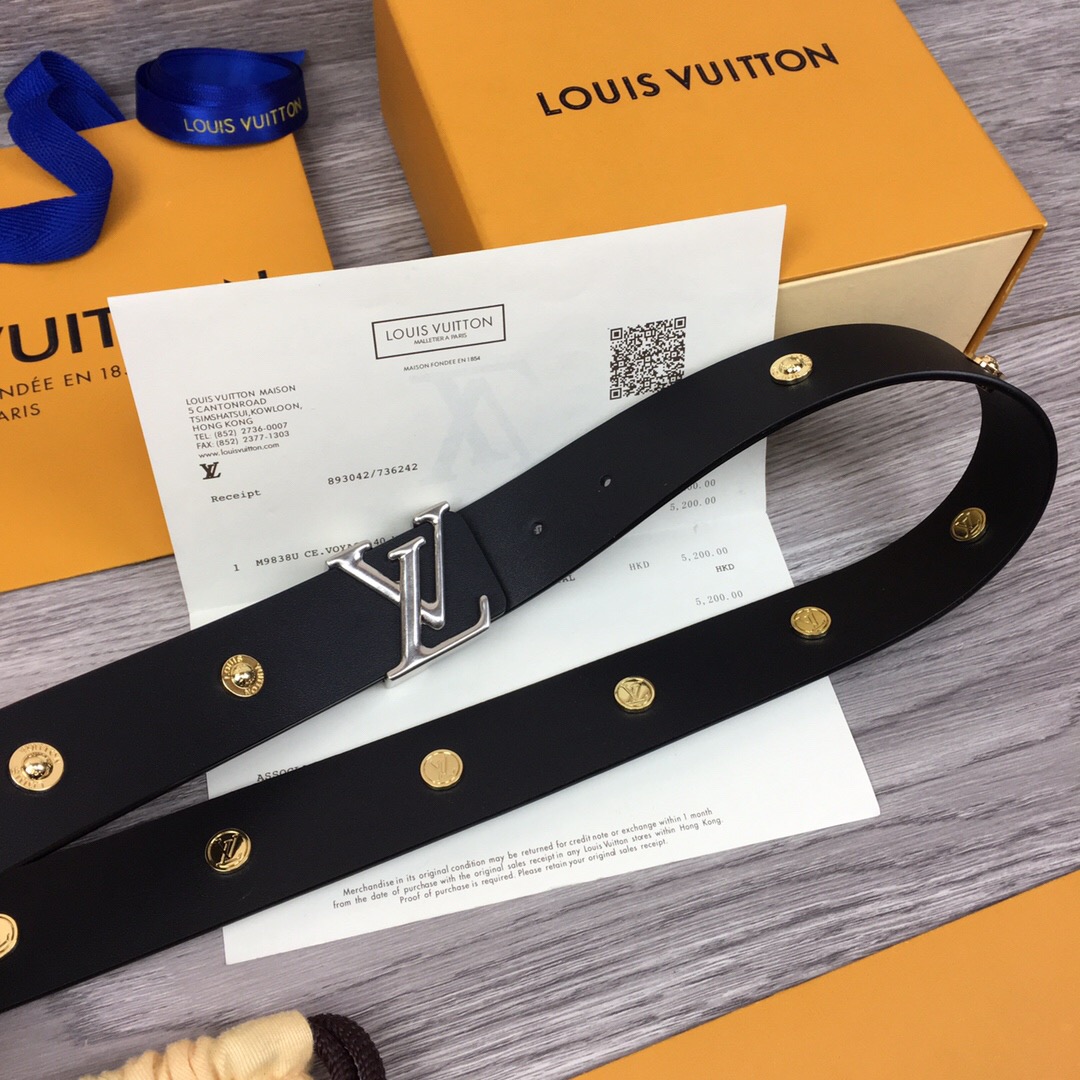 Louis Vuitton LV Iconic Reversible Belt Silver Toned Hardware LV Women Belt