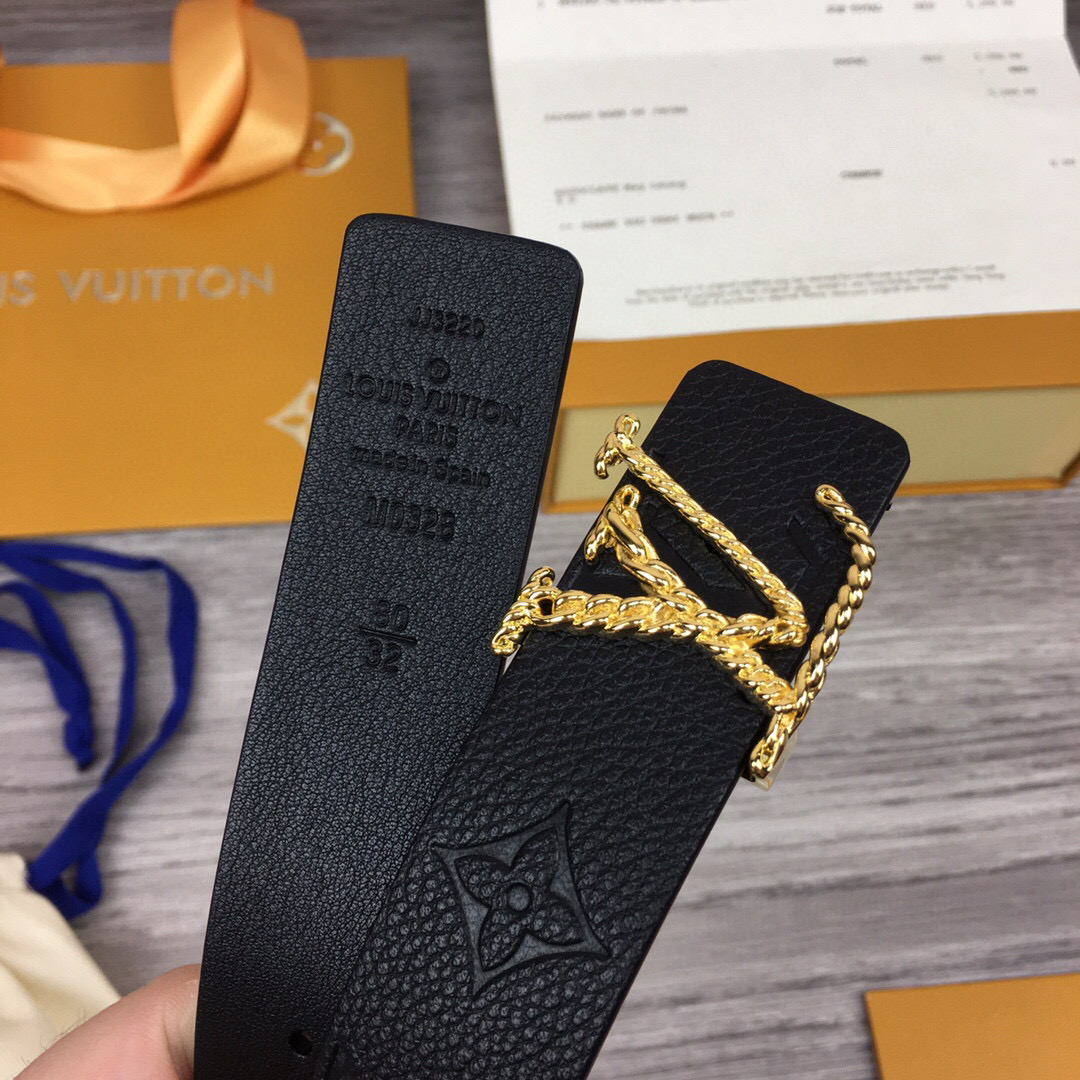 Louis Vuitton LV Iconic Reversible Belt Taurillon Monogram Gold Toned Hardware LV Women Belt