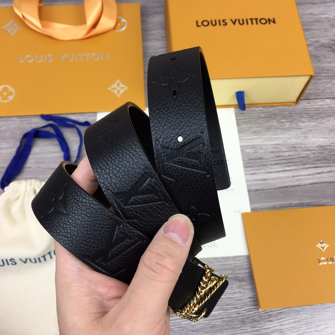 Louis Vuitton LV Iconic Reversible Belt Taurillon Monogram Gold Toned Hardware LV Women Belt