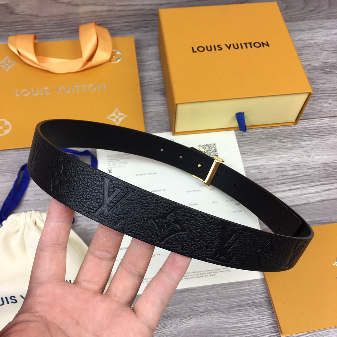 Louis Vuitton LV Iconic Reversible Belt Taurillon Monogram Gold Toned Hardware LV Women Belt