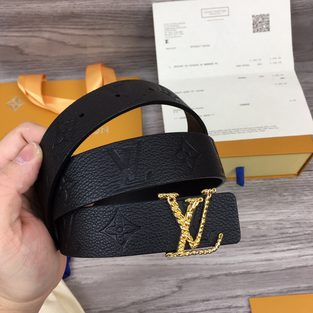 Louis Vuitton LV Iconic Reversible Belt Taurillon Monogram Gold Toned Hardware LV Women Belt