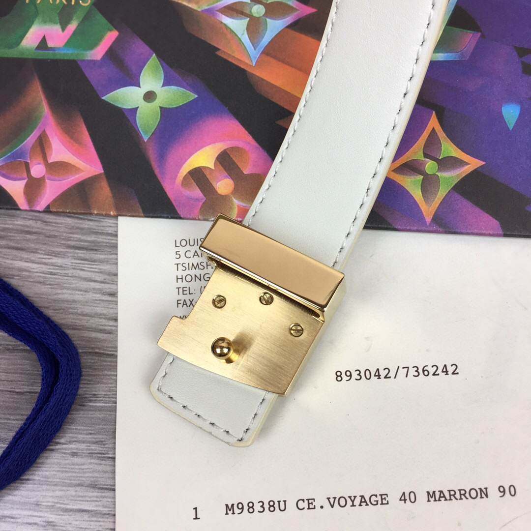 Louis Vuitton LV Initiales Reversible Belt Damier Azur Canvas, LV Women Belt