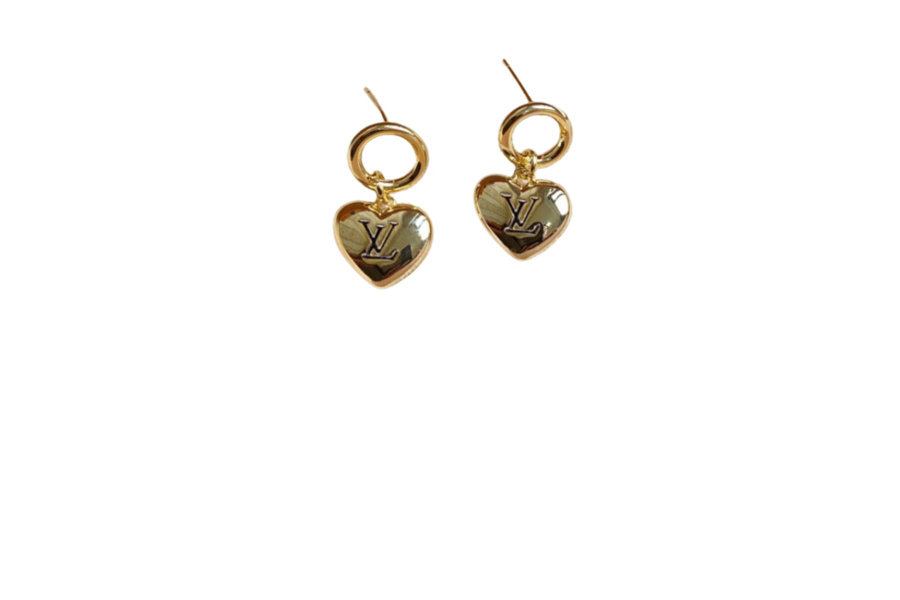 Louis Vuitton LV Initials Earrings Gold Tone For Women