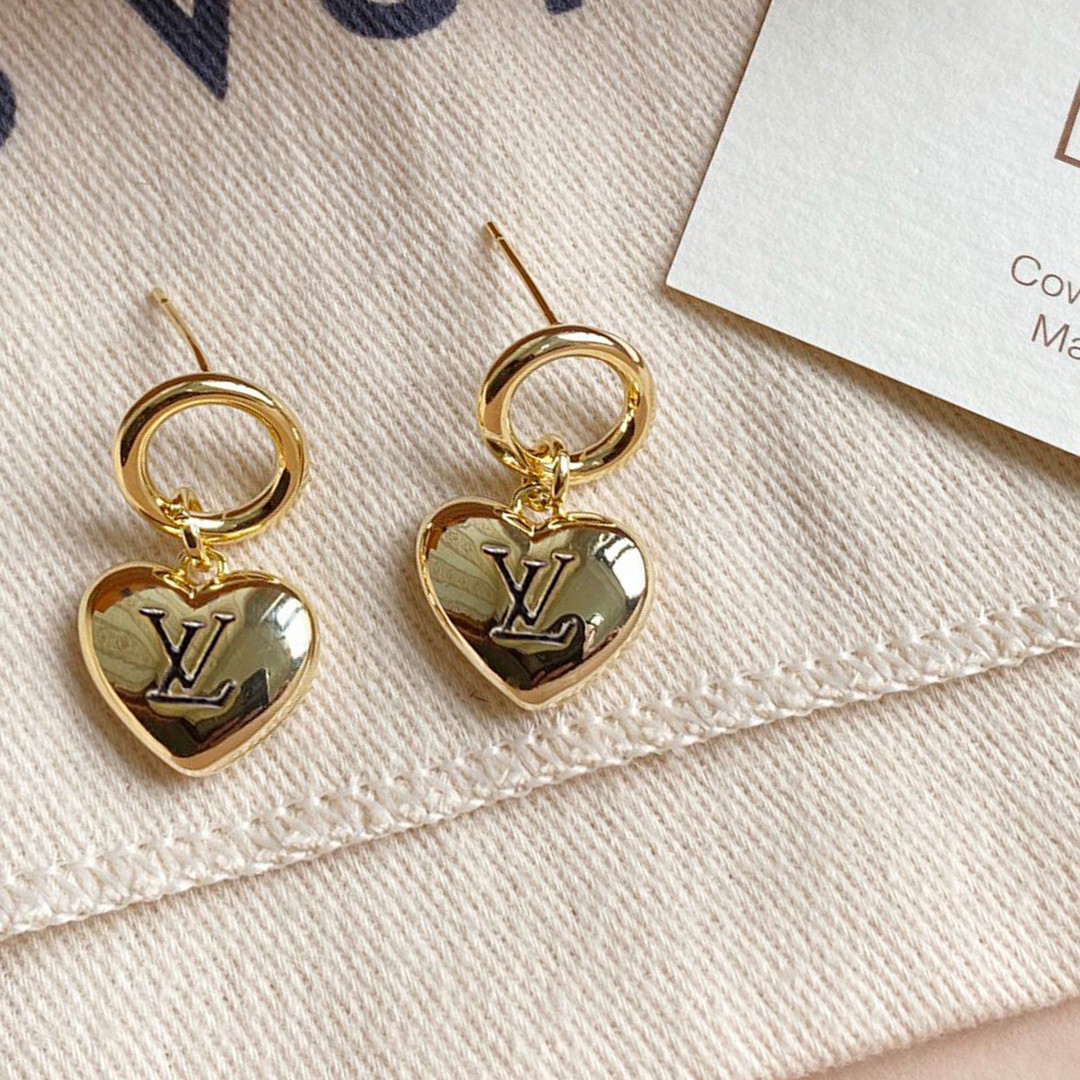 Louis Vuitton LV Initials Earrings Gold Tone For Women