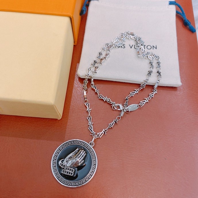 Louis Vuitton LV Letter Necklace Silver For Women