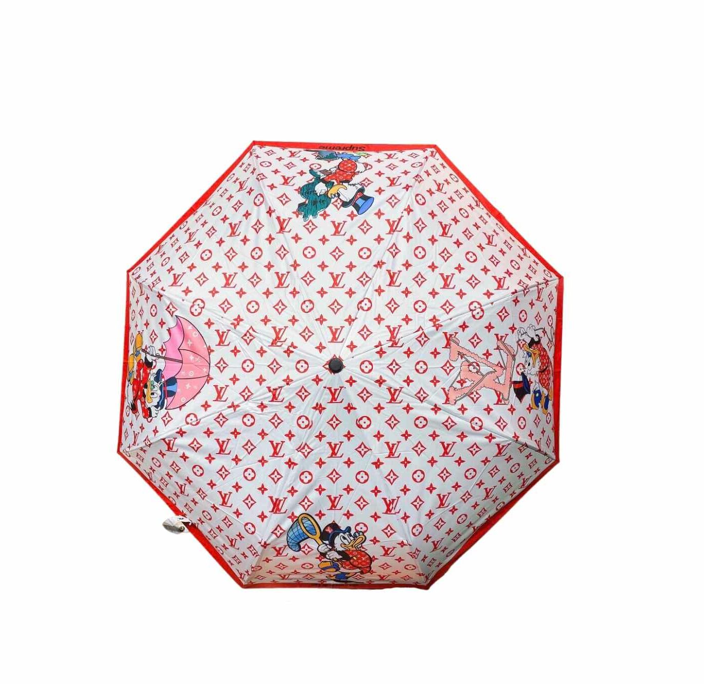 Louis Vuitton LV Monogram And Donald Duck Folding Umbrella Red