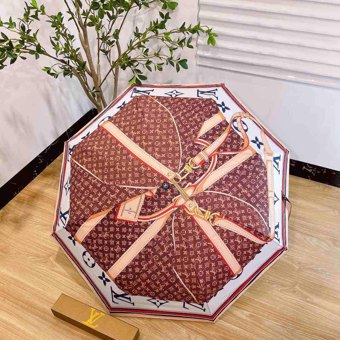 Louis Vuitton LV Monogram Confidential Folding Umbrella White And Brown