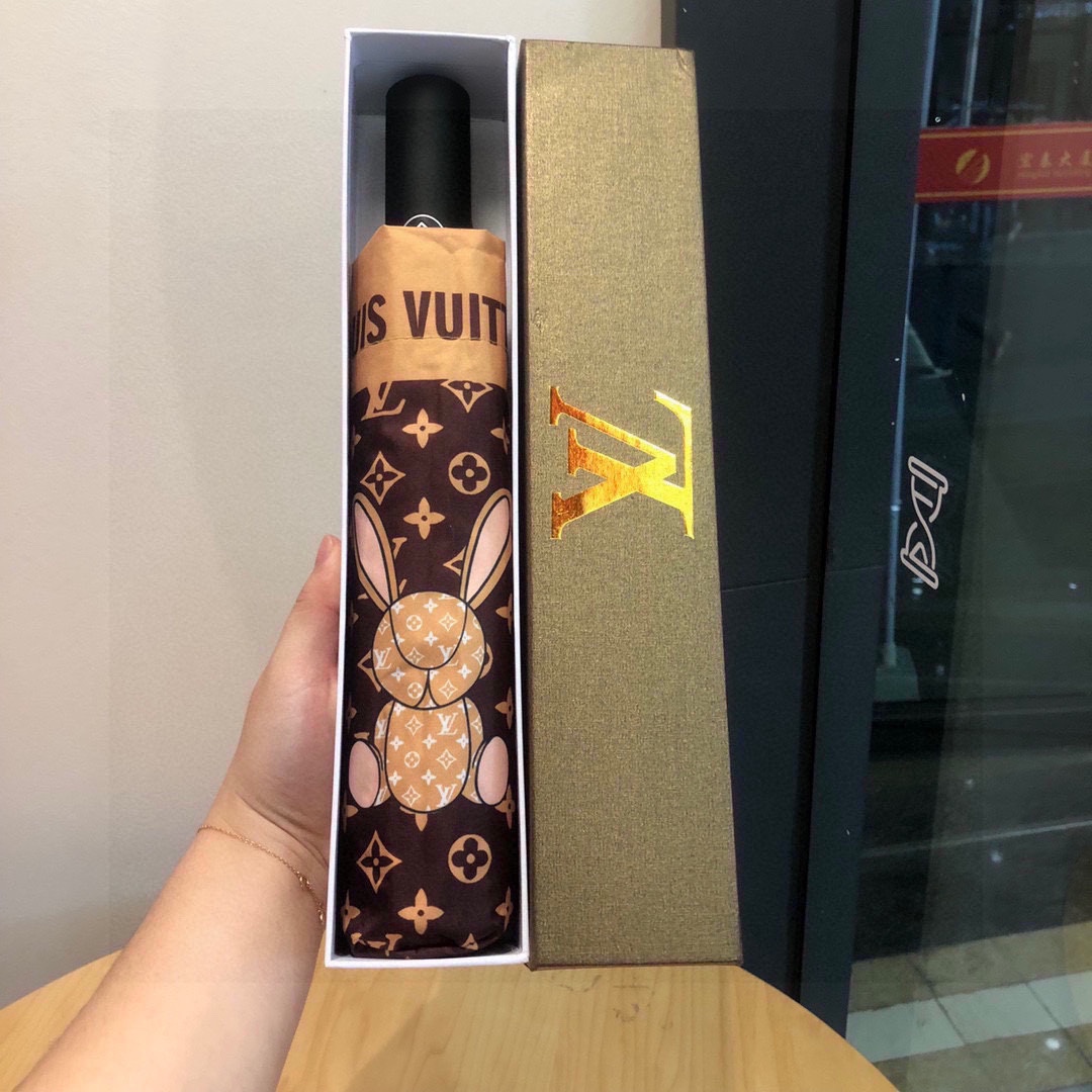 Louis Vuitton LV Monogram In Precious Rabbit Folding Umbrella Brown