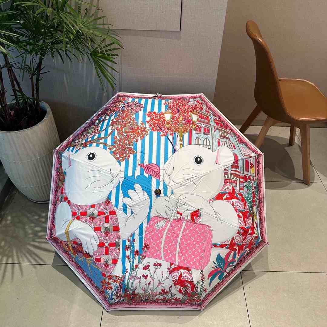 Louis Vuitton LV Monogram In Precious Rabbit Folding Umbrella Multicolor