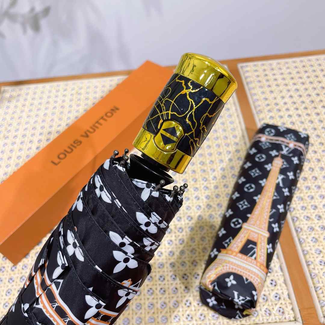 Louis Vuitton LV Monogram With Tower Folding Umbrella Black