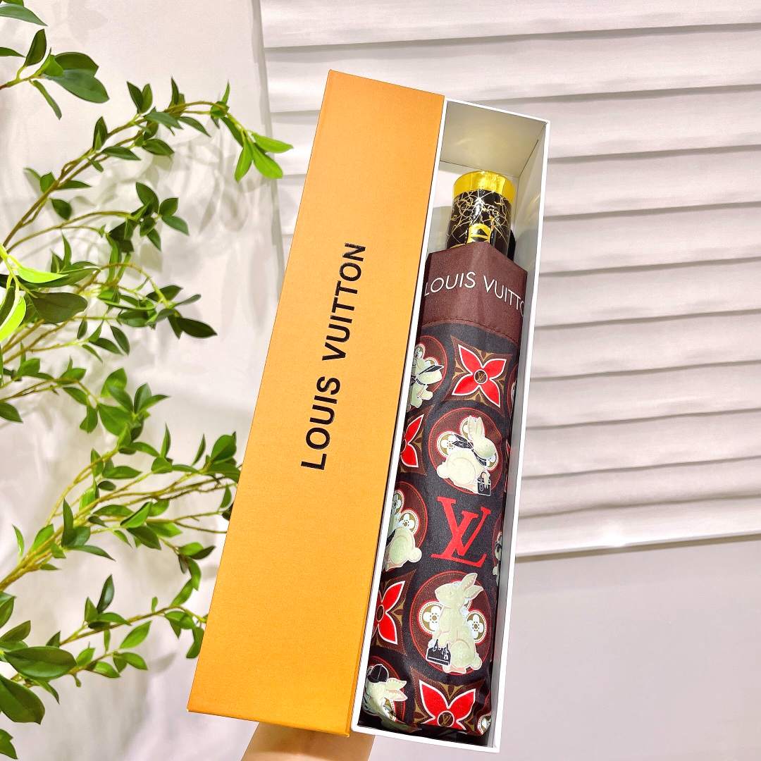 Louis Vuitton LV Precious Rabbit Folding Umbrella Brown