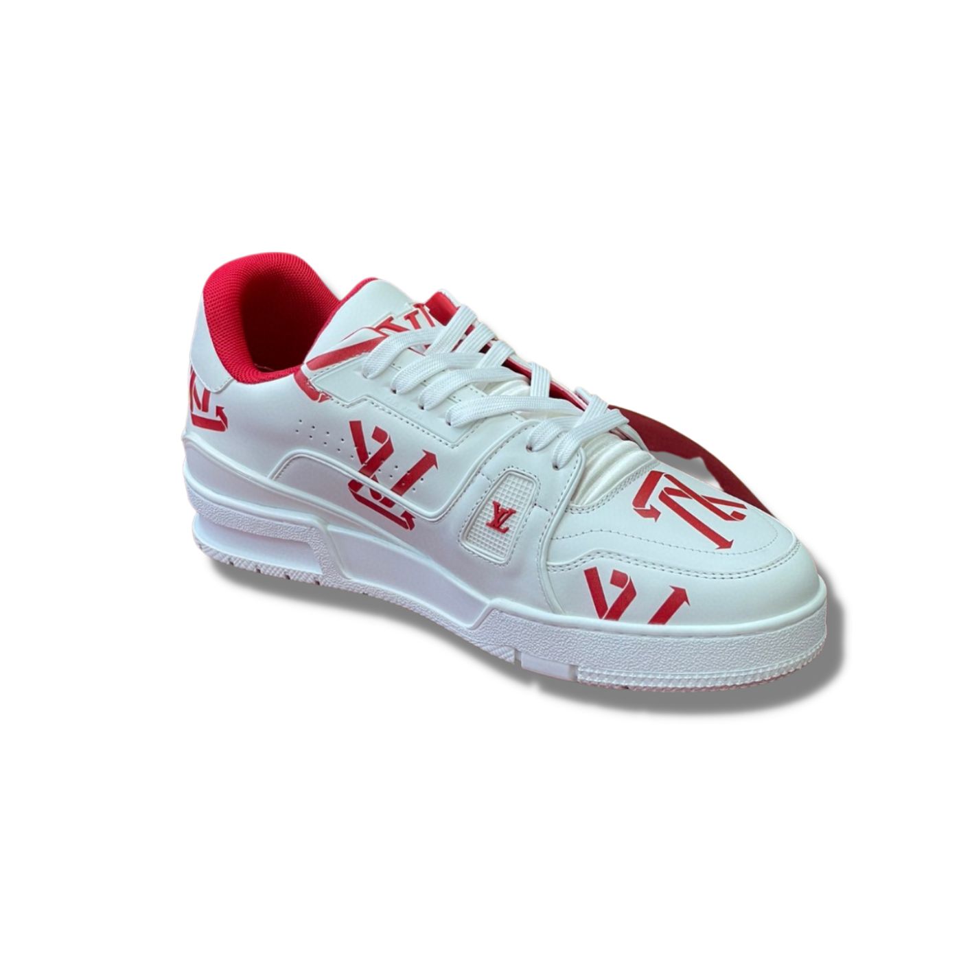 Louis Vuitton LV Trainer Sneaker Monogram Flowers Red For Men 1AAGYI