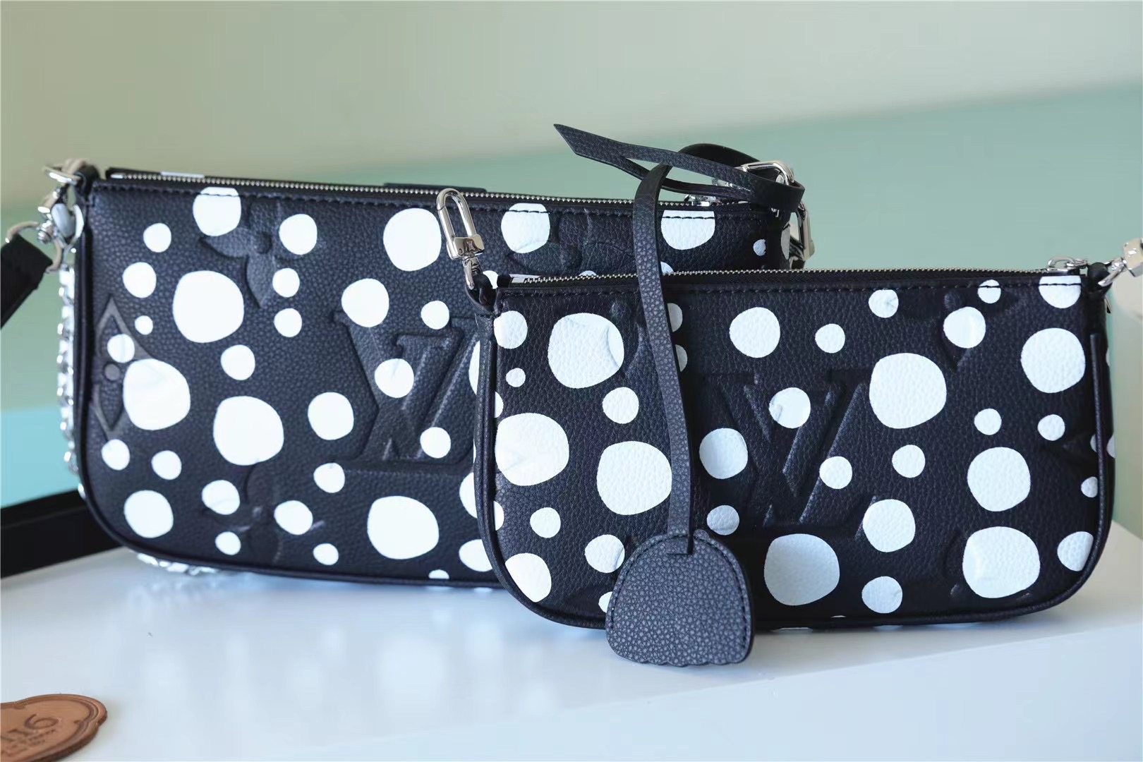 Louis Vuitton LV X YK Multi Pochette Accessoires Monogram Empreinte Shoulder Bags Black By Yayoi Kusama For Women 13.8in/35cm