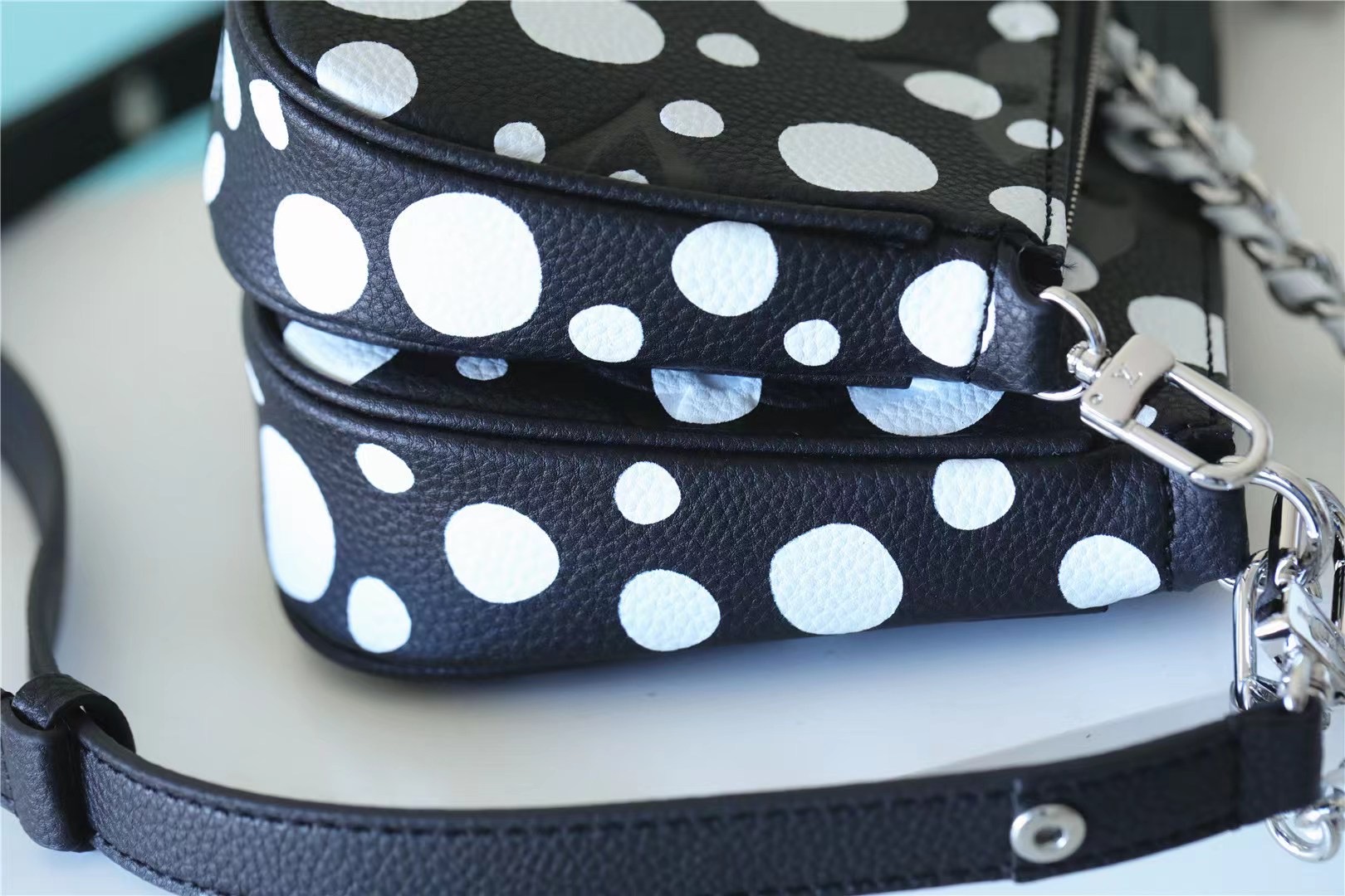 Louis Vuitton LV X YK Multi Pochette Accessoires Monogram Empreinte Shoulder Bags Black By Yayoi Kusama For Women 13.8in/35cm