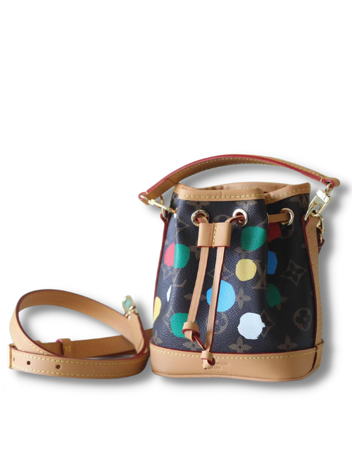 Louis Vuitton LV X YK Nano Noe Monogram Canvas Shoulder Bags Brown By Yayoi Kusama For Women 6.3in/16cm
