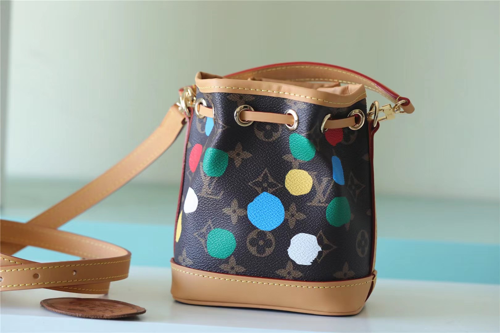 Louis Vuitton LV X YK Nano Noe Monogram Canvas Shoulder Bags Brown By Yayoi Kusama For Women 6.3in/16cm