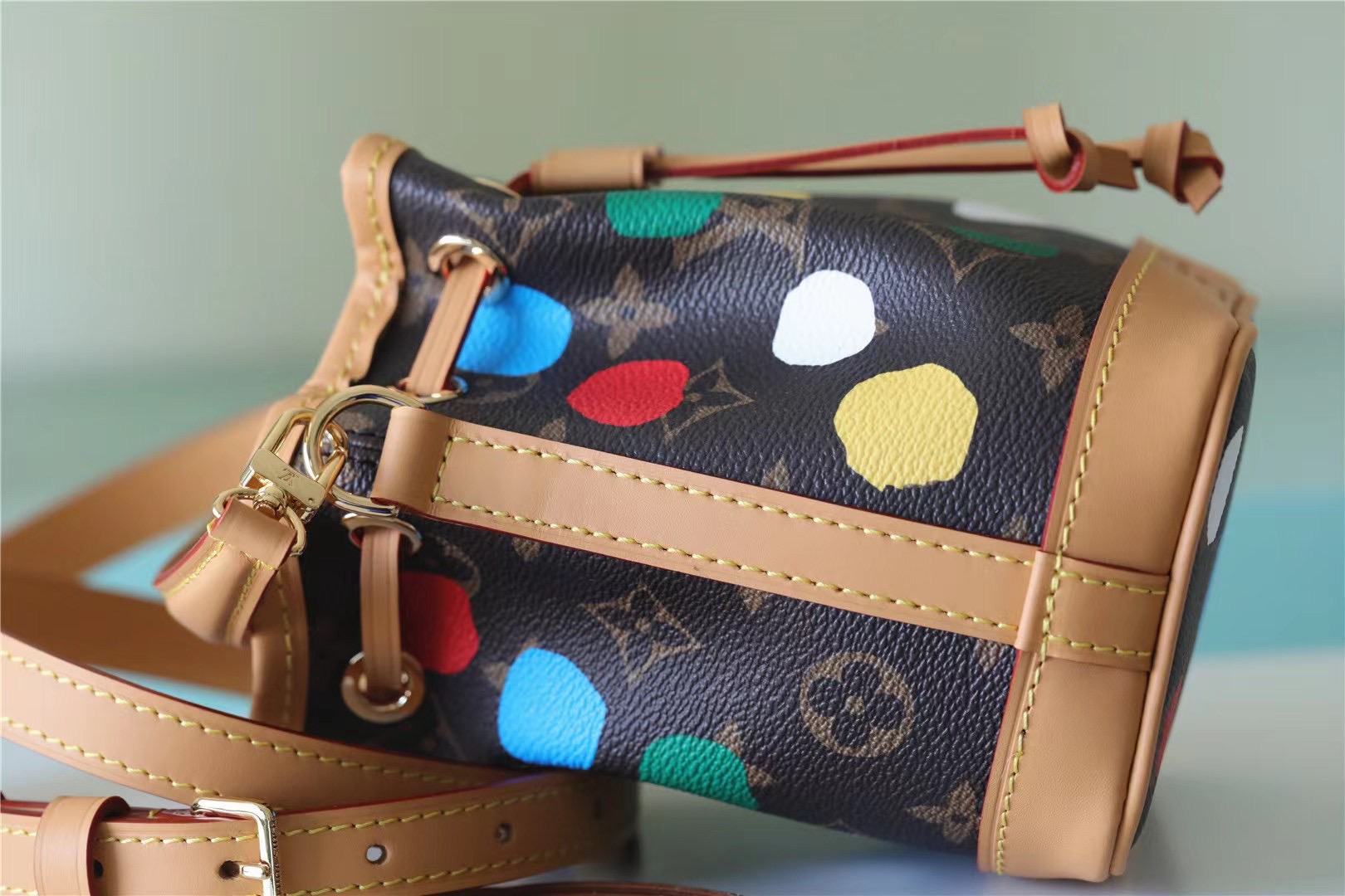 Louis Vuitton LV X YK Nano Noe Monogram Canvas Shoulder Bags Brown By Yayoi Kusama For Women 6.3in/16cm