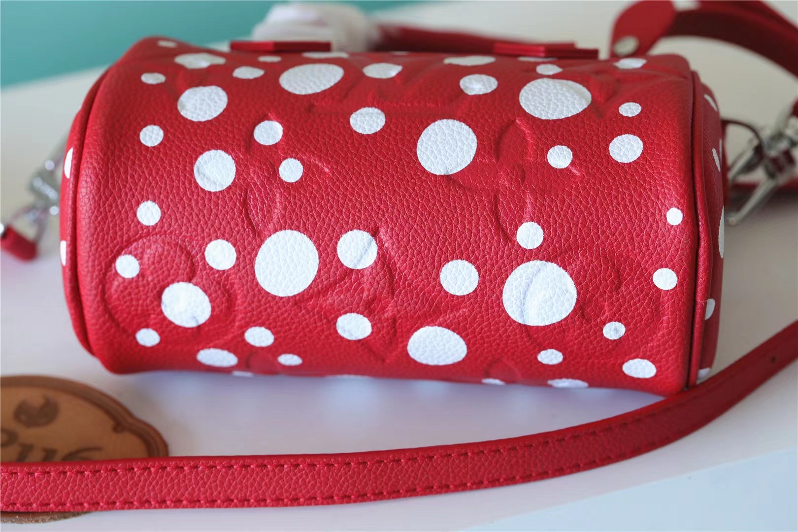 Louis Vuitton LV X YK Nano Speedy Monogram Empreinte Shouder Bags Black/Red By Yayoi Kusama For Women 6.3in/16cm