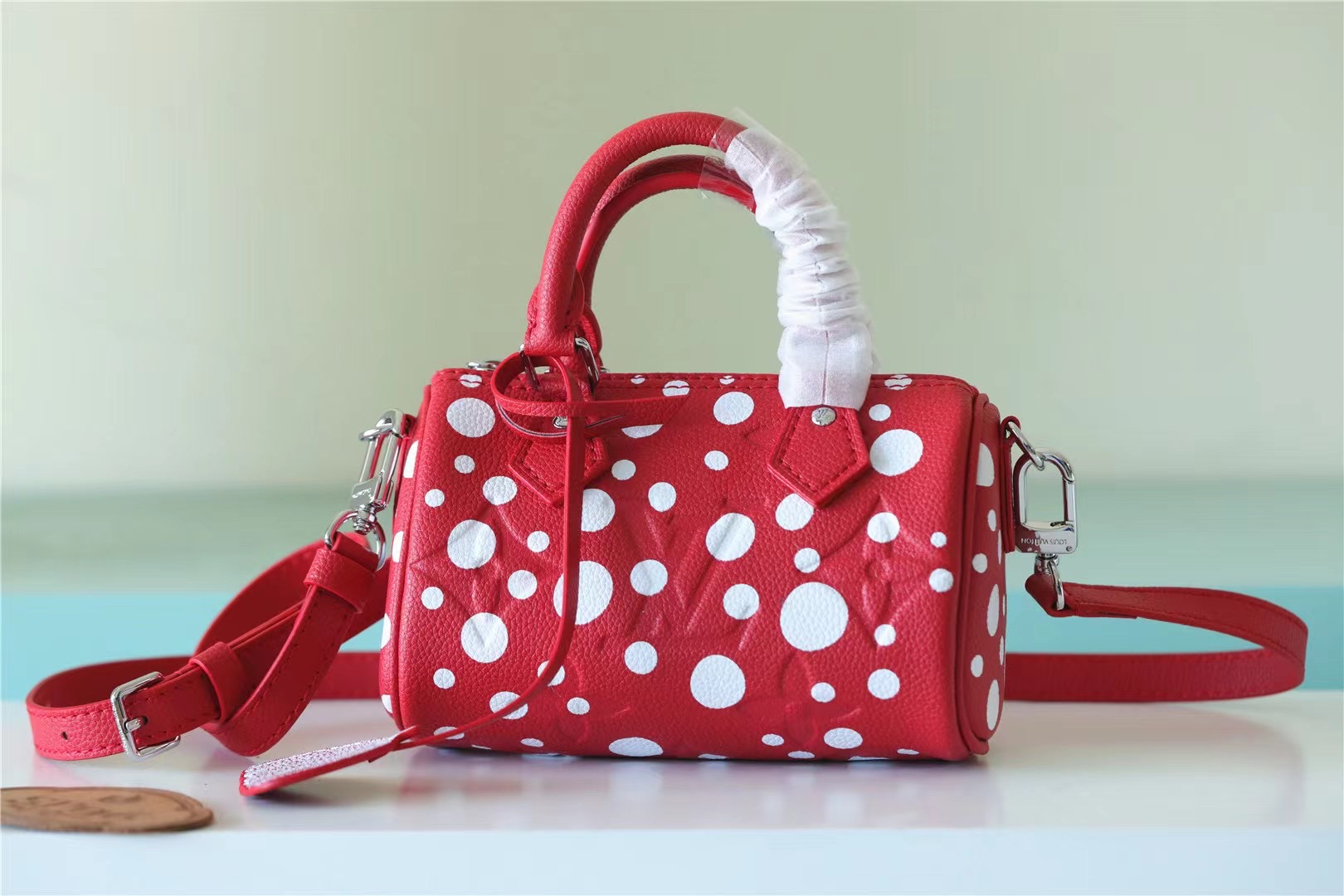 Louis Vuitton LV X YK Nano Speedy Monogram Empreinte Shouder Bags Black/Red By Yayoi Kusama For Women 6.3in/16cm