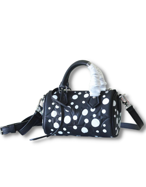 Louis Vuitton LV X YK Nano Speedy Monogram Empreinte Shouder Bags Black/Red By Yayoi Kusama For Women 6.3in/16cm