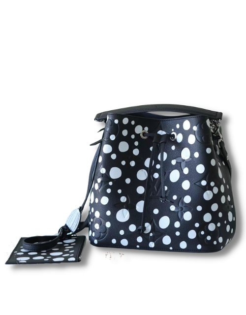 Louis Vuitton LV X YK Neonoe MM Monogram Empreinte Shouder Bags Black By Yayoi Kusama For Women 10.2in/26cm