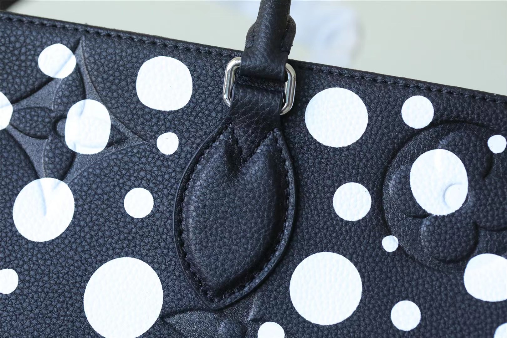 Louis Vuitton LV X YK On The Go MM Monogram Empreinte Shoulder Bags Black By Yayoi Kusama For Women 13.8in/35cm
