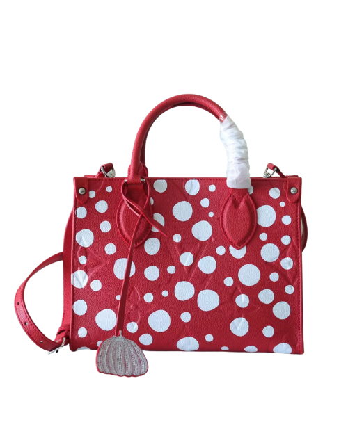 Louis Vuitton LV X YK On The Go PM Monogram Empreinte Shoulder Bags Red By Yayoi Kusama For Women 9.8in/25cm