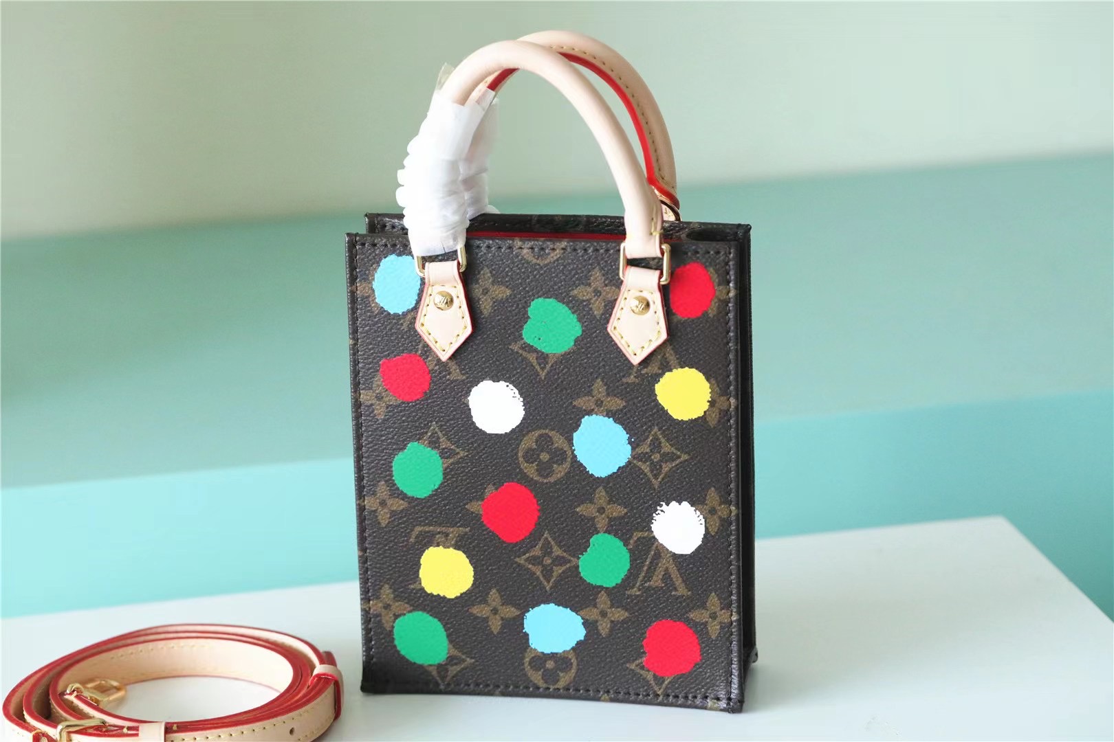 Louis Vuitton LV x YK Petit Sac Plat Tote Bag Brown For Women 6.7in/17cm