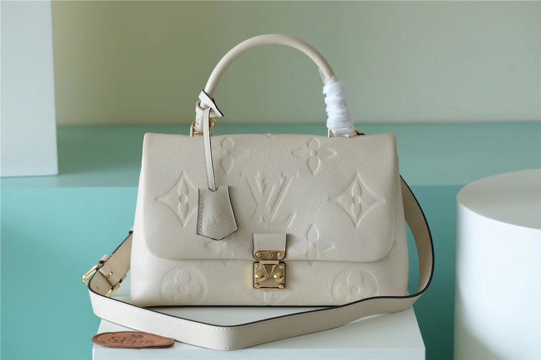 Louis Vuitton Madeleine MM Monogram Empreinte Creme Beige For Women, Women’s Handbags, Shoulder and Crossbody Bags 11.8in/30cm LV