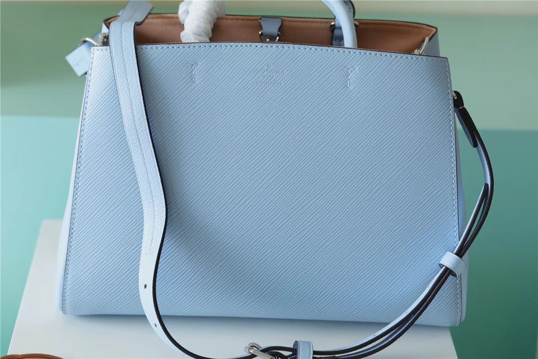 Louis Vuitton Marelle Tote MM Epi Bleu Nuage Blue For Women, Women’s Handbags, Shoulder And Crossbody Bags 11.8in/30cm LV 