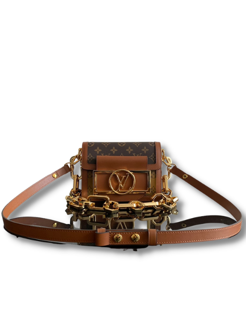 Louis Vuitton Mini Dauphine Monogram Reverse Canvas Handbag Brown For Women 7.9in/20cm