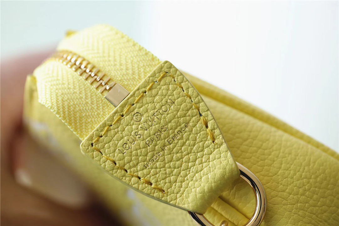 Louis Vuitton Mini Pochette Accessoires Monogram Empreinte Lemon Curd Yellow For Women, Women’s Handbags, Shoulder And Crossbody Bags 15.5cm/6.1in
