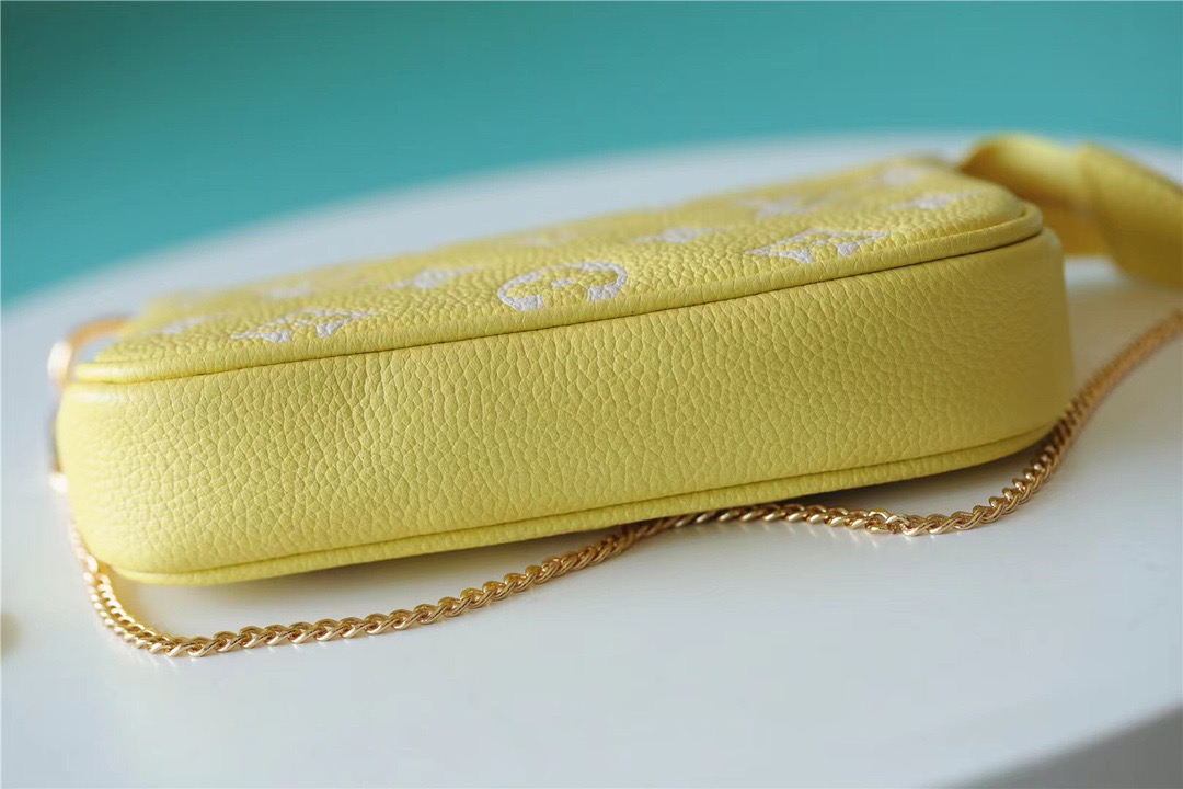 Louis Vuitton Mini Pochette Accessoires Monogram Empreinte Lemon Curd Yellow For Women, Women’s Handbags, Shoulder And Crossbody Bags 15.5cm/6.1in