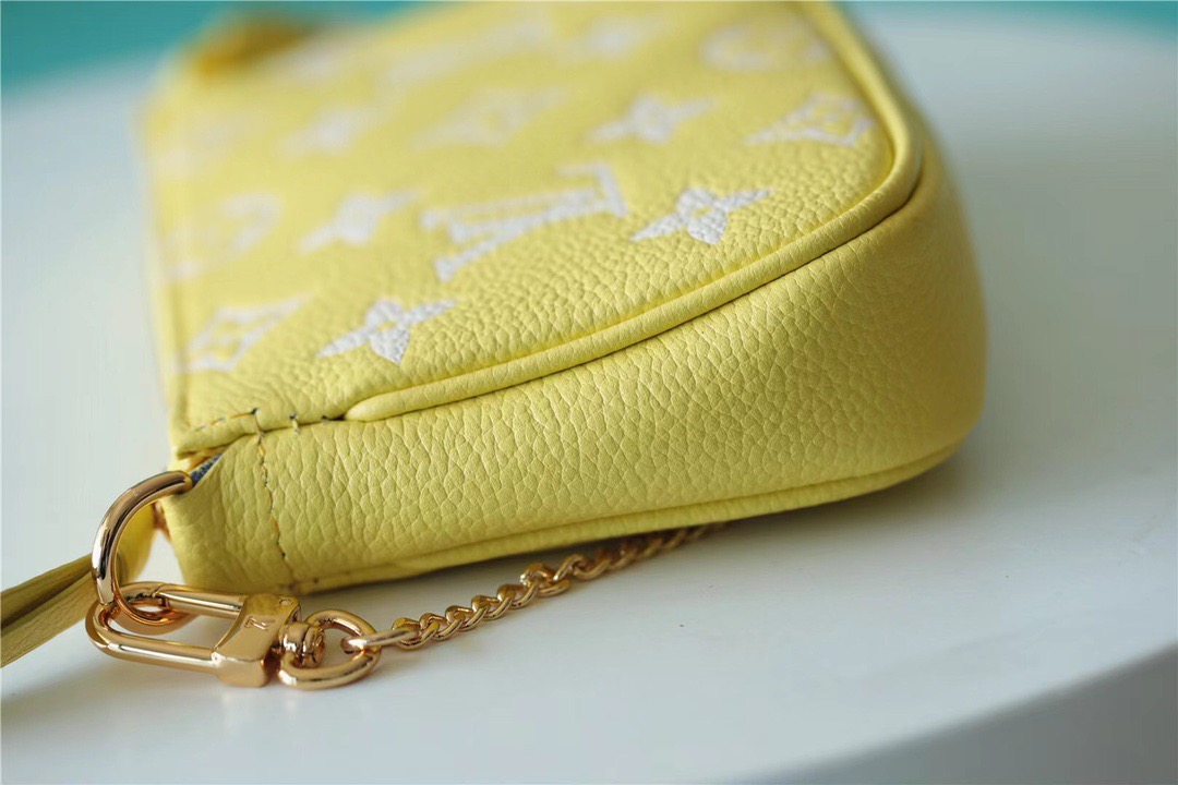 Louis Vuitton Mini Pochette Accessoires Monogram Empreinte Lemon Curd Yellow For Women, Women’s Handbags, Shoulder And Crossbody Bags 15.5cm/6.1in