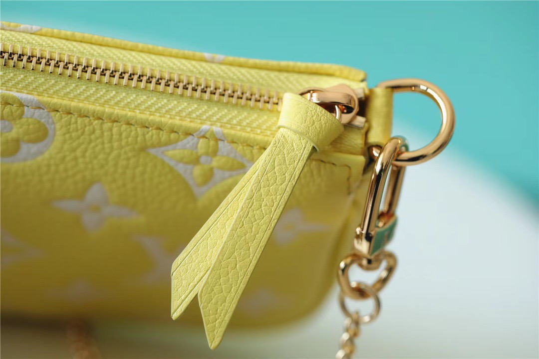 Louis Vuitton Mini Pochette Accessoires Monogram Empreinte Lemon Curd Yellow For Women, Women’s Handbags, Shoulder And Crossbody Bags 15.5cm/6.1in