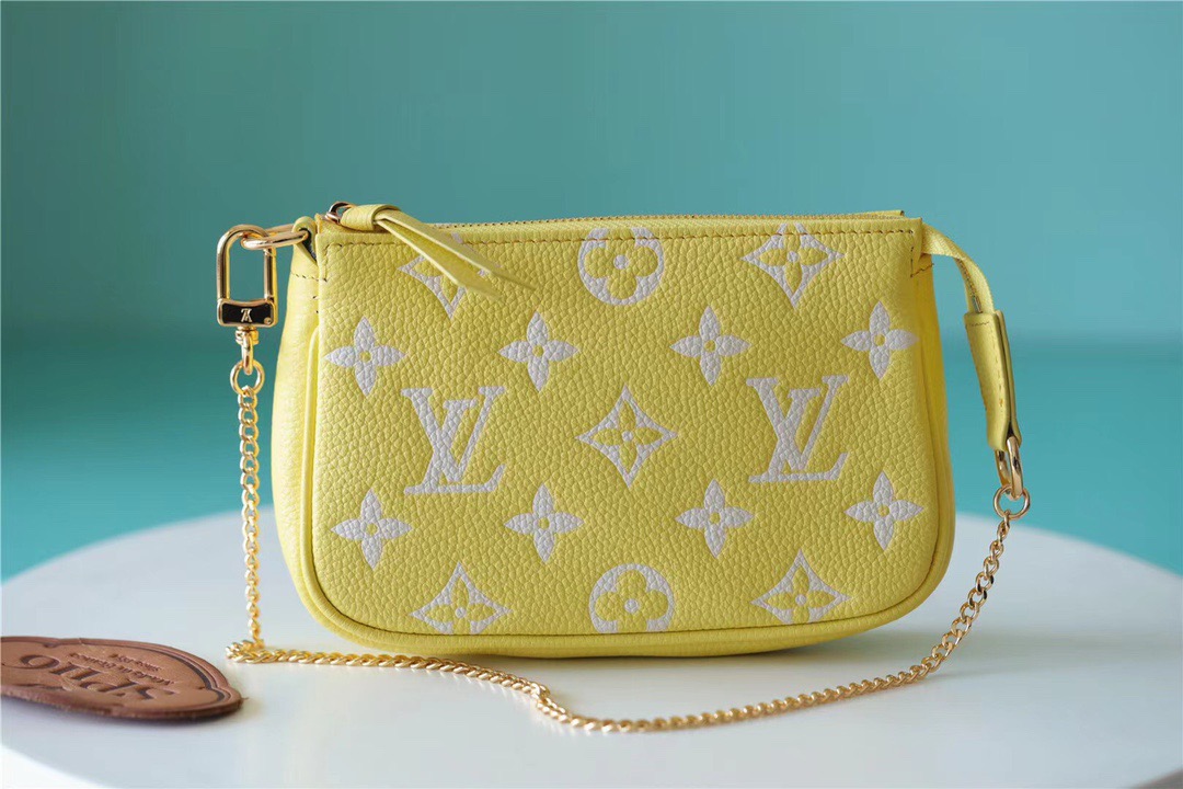 Louis Vuitton Mini Pochette Accessoires Monogram Empreinte Lemon Curd Yellow For Women, Women’s Handbags, Shoulder And Crossbody Bags 15.5cm/6.1in