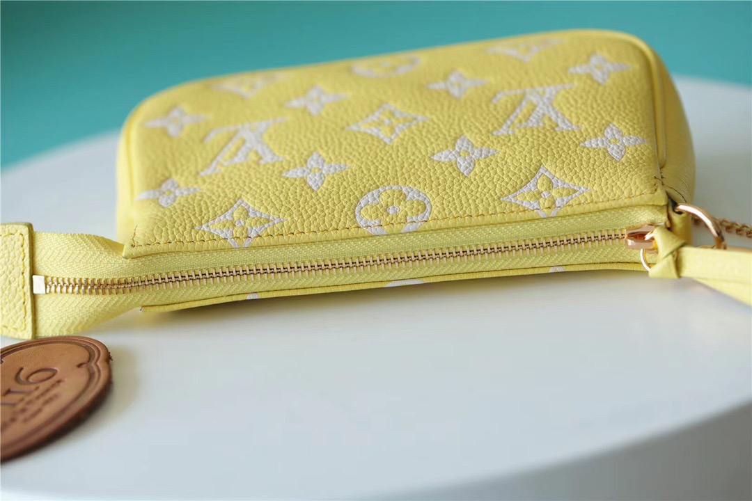 Louis Vuitton Mini Pochette Accessoires Monogram Empreinte Lemon Curd Yellow For Women, Women’s Handbags, Shoulder And Crossbody Bags 15.5cm/6.1in