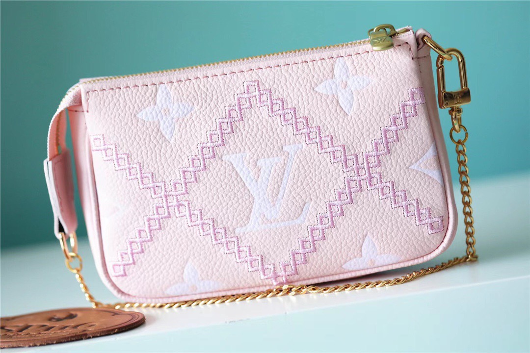 Louis Vuitton Mini Pochette Accessoires Monogram Empreinte Pink For Women, Women’s Handbags, Shoulder Bags And Crossbody Bags 6.1in/15.5cm LV