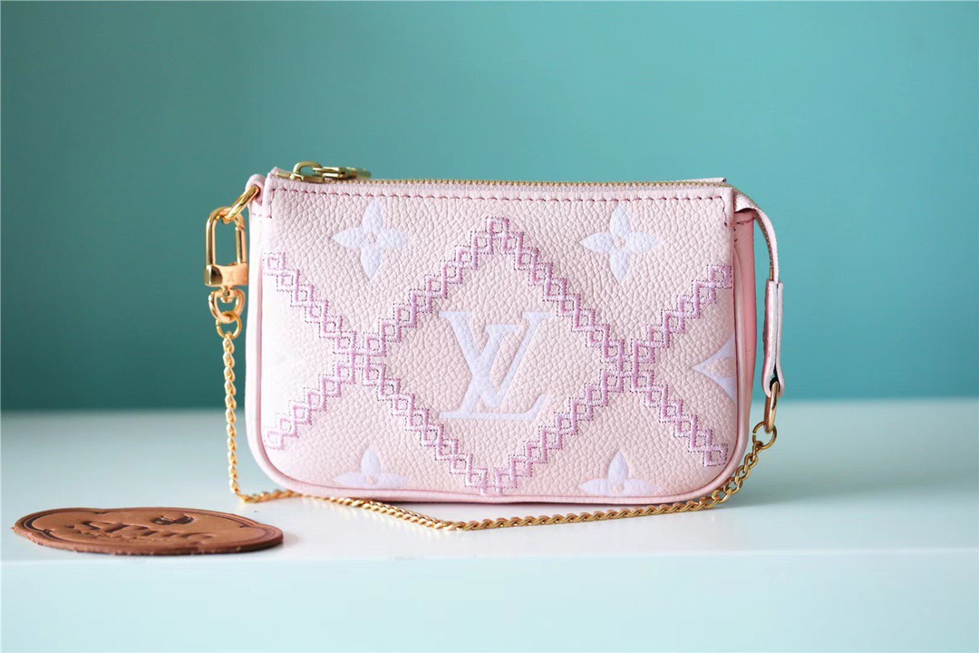 Louis Vuitton Mini Pochette Accessoires Monogram Empreinte Pink For Women, Women’s Handbags, Shoulder Bags And Crossbody Bags 6.1in/15.5cm LV