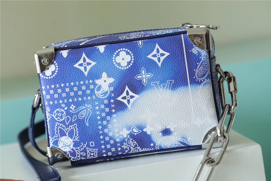 Louis Vuitton Mini Soft Trunk Monogram Bandana Blue For Men, Men’s Bags, Shoulder And Crossbody Bags 7.3in/18.5cm
