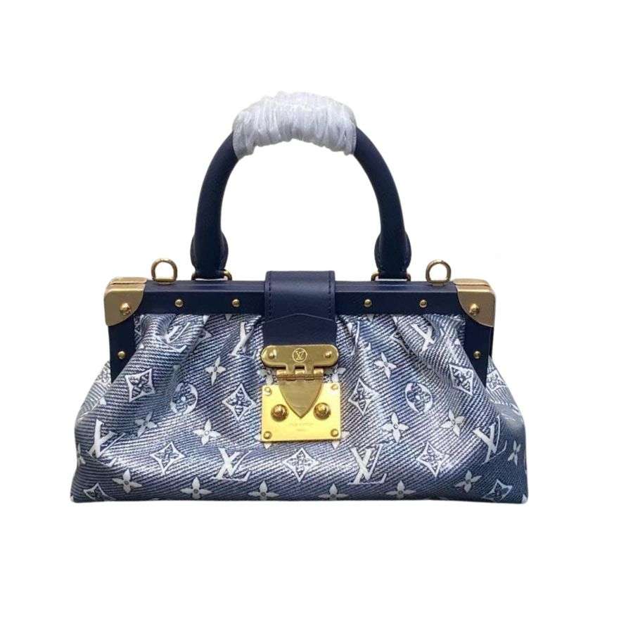 Louis Vuitton Monogram Clutch Handbag Blue For Women 11in/28cm