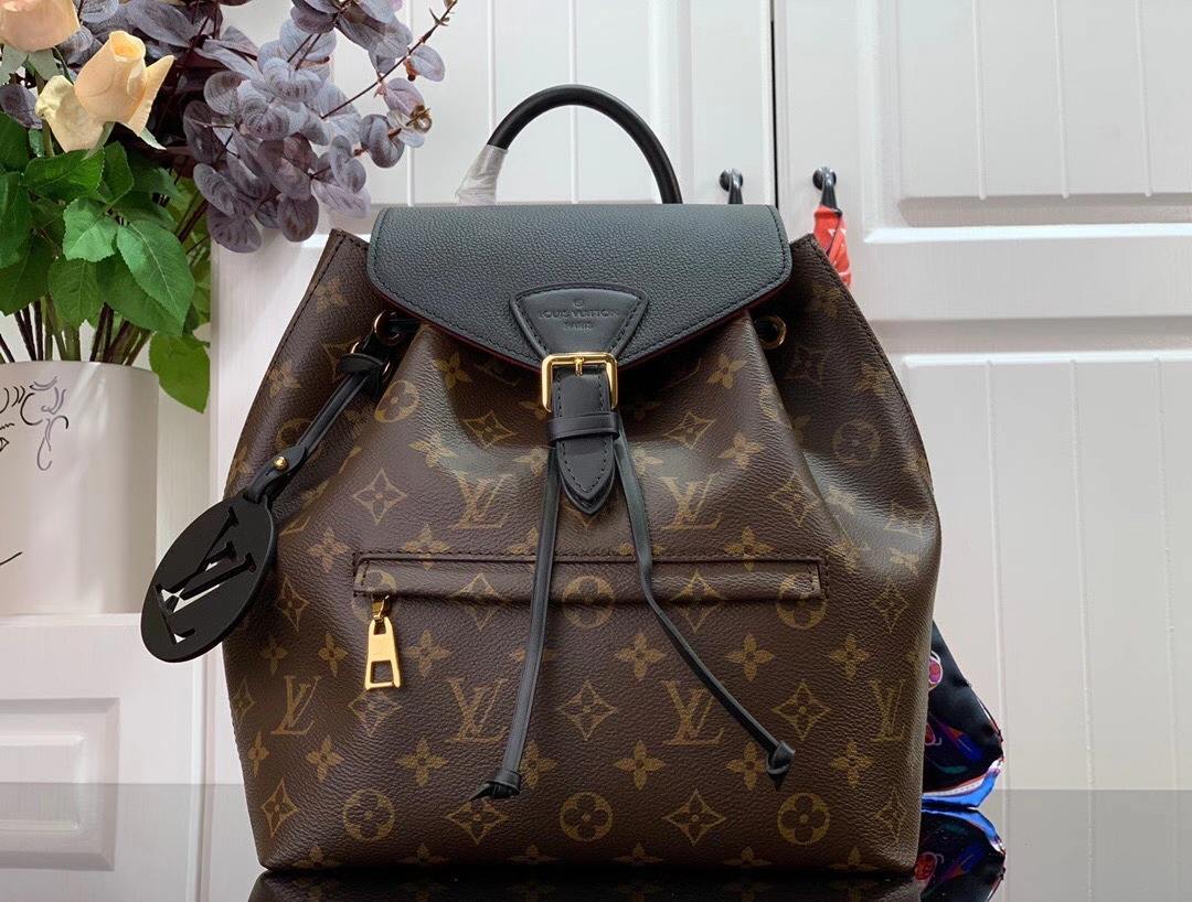 Louis Vuitton Montsouris Backpack Brown And Black/Brown And Beige For Women 33 cm/ 13 in